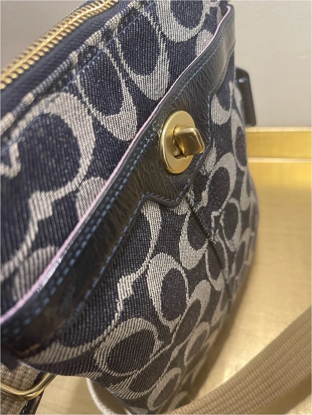 Coach Signature Canvas Crossbody Bag with Turnlock Closure